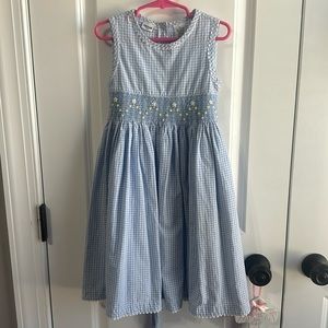 Beautiful gingham and floral smocked dress. Great for Easter.
